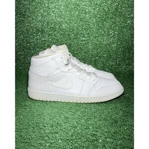 Nike Air Jordan Retro 1 Mid Triple White Shoes Sneakers Men's Size 13 554724-130
